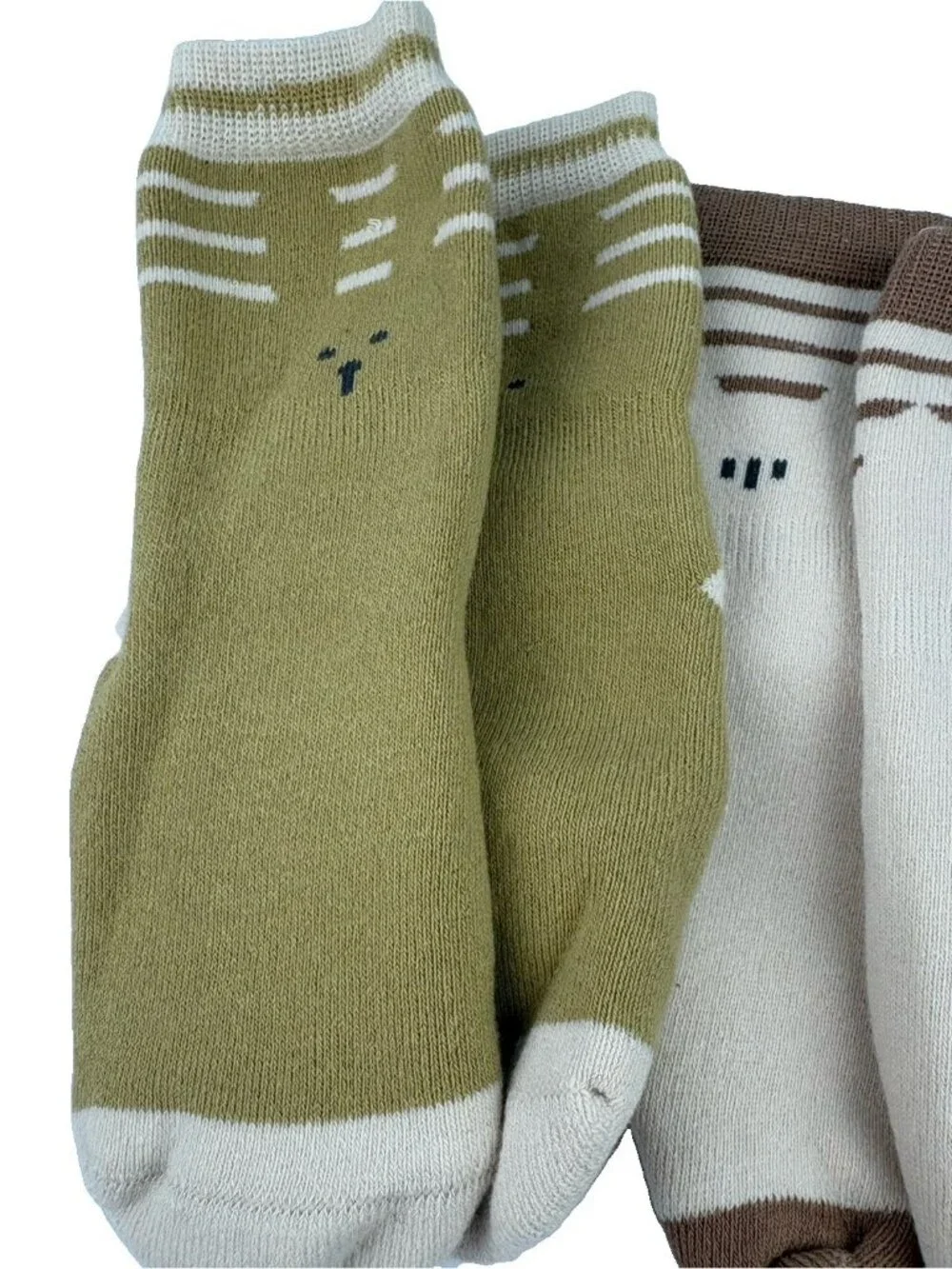 *New 3-Pairs Kids Child Gripper Socks Beige Gray Brown